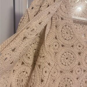 Martha Stewart Cream Openwork Crochet Cardigan